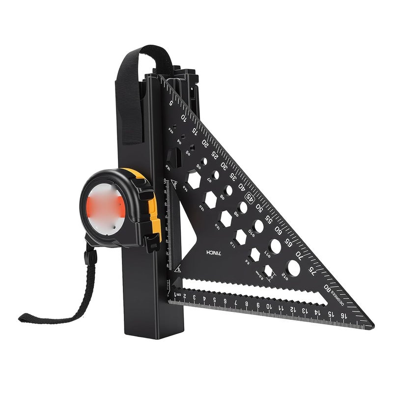 7 Inch Rafter Square Set With 5m Steel Tape Measure Belt Clamp Holder For Carpentry - Image 4
