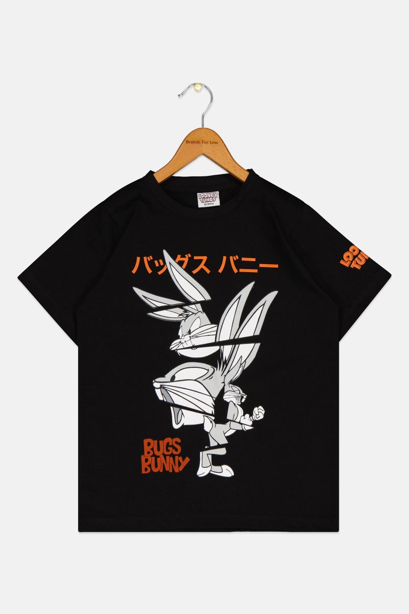 Looney Tunes Kids Boy Crew Neck Short Sleeve Graphic Print T-Shirt, Black  - Image 2