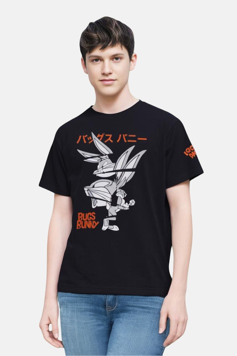 Looney Tunes Kids Boy Crew Neck Short Sleeve Graphic Print T-Shirt, Black  - Image 1