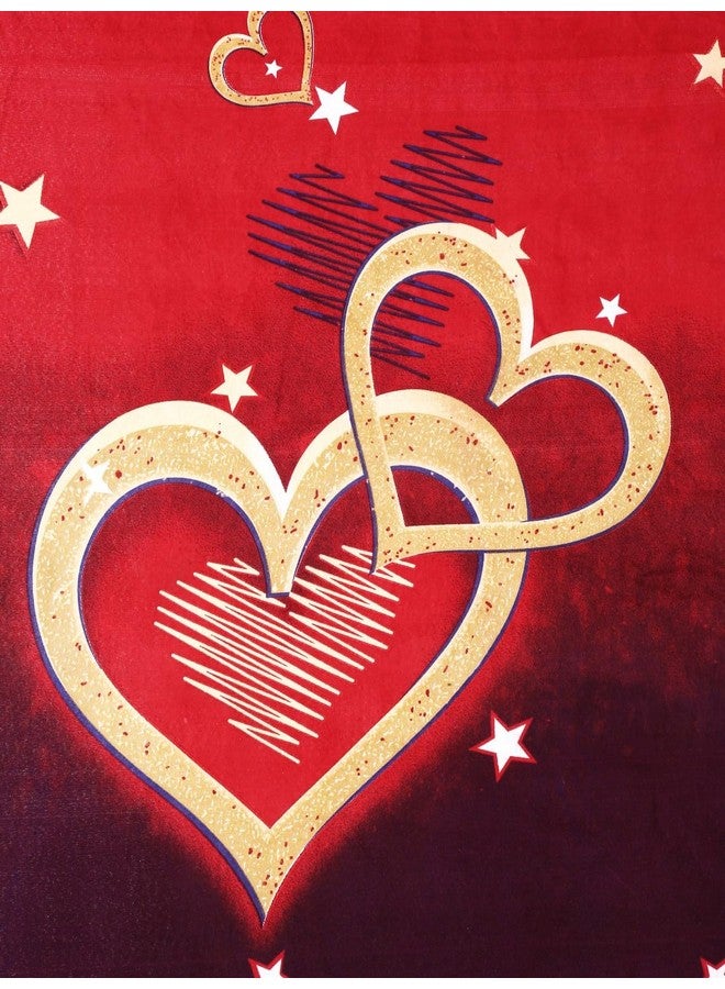 Fashion String شيت سرير مفرد من ميكروفايبر فاشن سترينغ 144 TC بقلبين أحمر الكرز مع غطاء وسادة واحد - Image 4