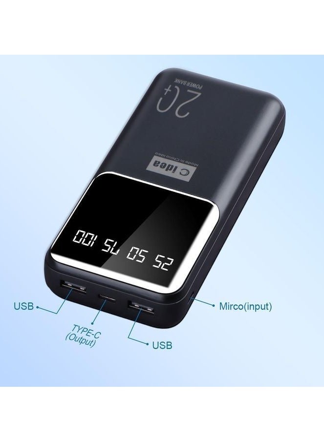 C idea 20000 mAh Power Bank Portable Charger – Simultaneous Charging for Smartphones, Tablets, Gaming Devices, Bluetooth & More – Compact, Travel-Friendly Design for On-the-Go Power Anywhere - Black - Image 3