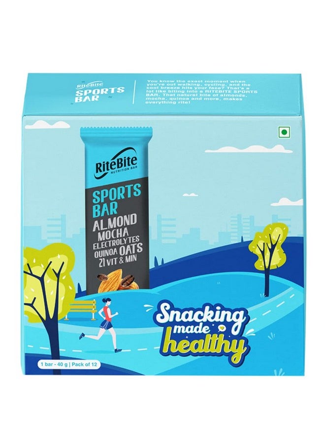 RiteBite Max Protein Sport Bar Nutrition Bar With Quinoa Oats | No Cholesterol & Trans Fat Snack Bar, 40G (Pack Of 12)  - Image 1