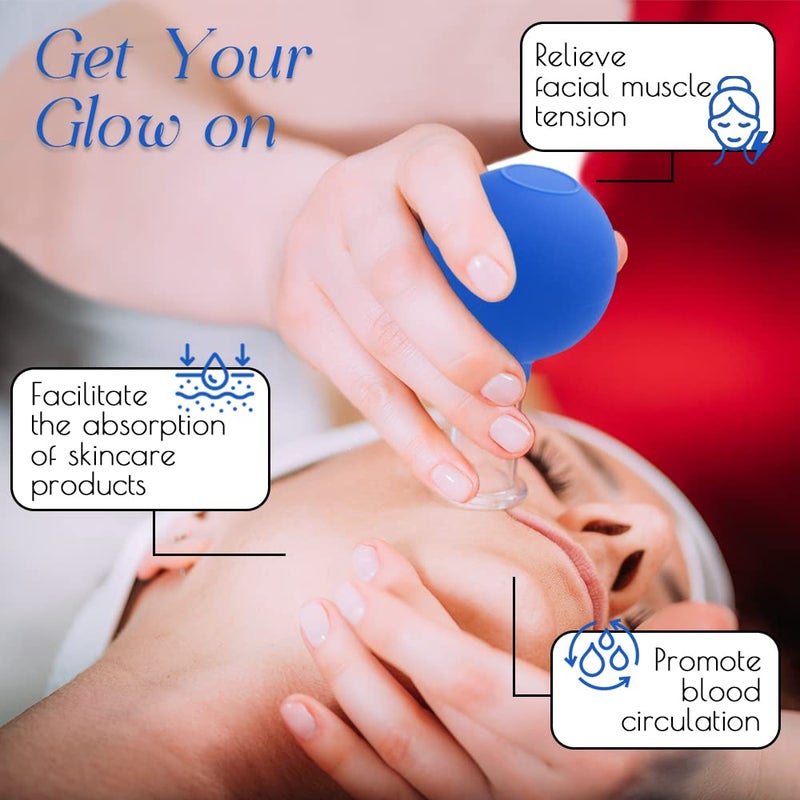 Vinban 4 PCS Glass Facial Cupping Set Silicone Vacuum Suction Cupping Professional Massager Therapy A Kit For Anti Cellulite Anti Wrinkle and Instantly Ageless Skin For Eyes Face and Body - Image 2