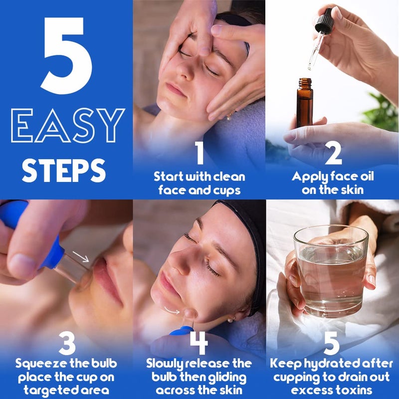 Vinban 4 PCS Glass Facial Cupping Set Silicone Vacuum Suction Cupping Professional Massager Therapy A Kit For Anti Cellulite Anti Wrinkle and Instantly Ageless Skin For Eyes Face and Body - Image 4