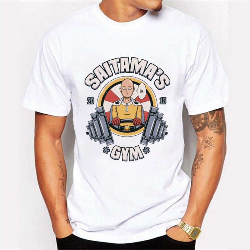 1049 Anime One Punch Superman Fashion Printed Men's T-Shirt Cross-border wish Hot Selling Trendy Men's Short-sleeved Base Shirt - Image 1