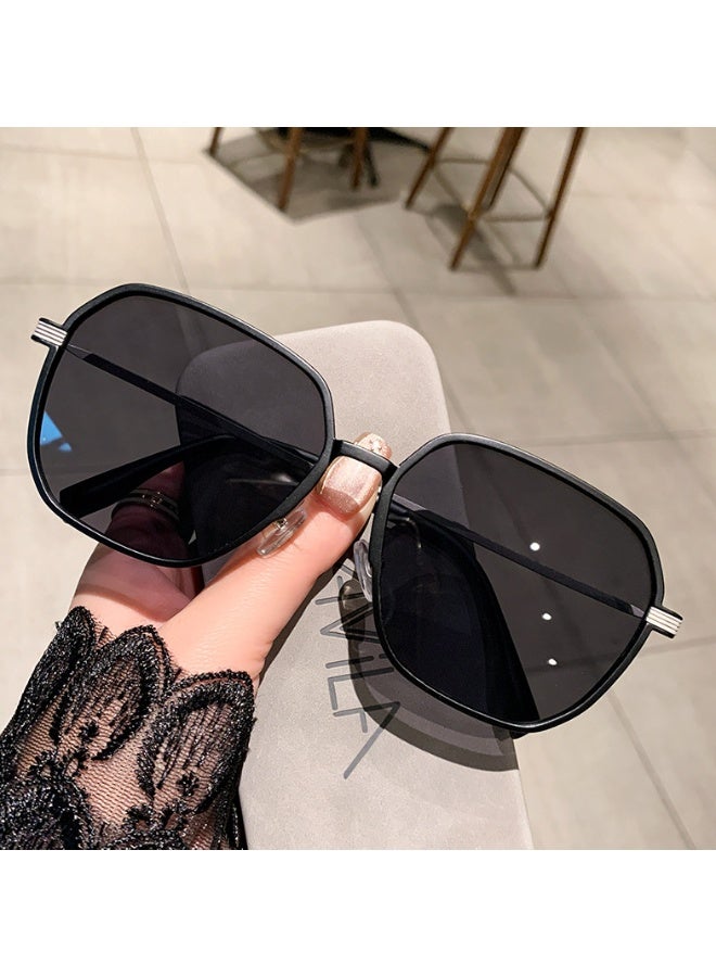 Hexagonal Polarized Sunglasses Men Women Geometric Square Small Vintage Metal Frame Retro Shade Glasses - Image 1