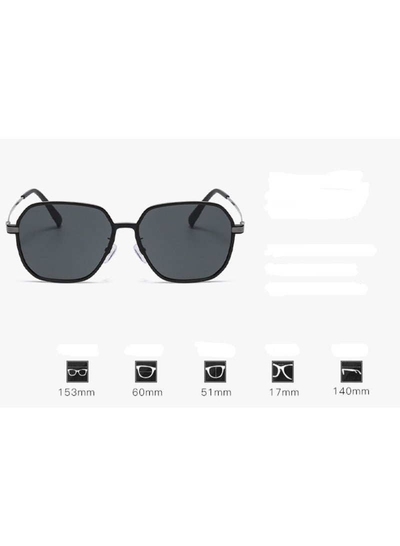 Hexagonal Polarized Sunglasses Men Women Geometric Square Small Vintage Metal Frame Retro Shade Glasses - Image 3