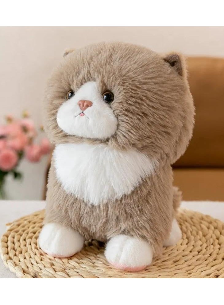 Round Face Cat Animal Plush 30cm brown - Image 1