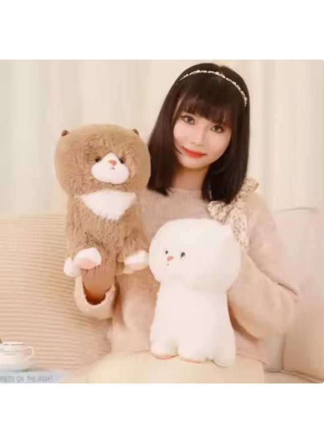 Round Face Cat Animal Plush 30cm brown - Image 3