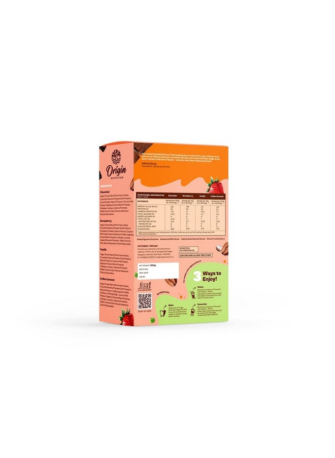 ORIGIN NUTRITION 100% Natural Vegan Plant Protein Powder, Multi Flavour Pack (Chocolate, Strawberry, Vanilla And Coffee Caramel)  - Image 3