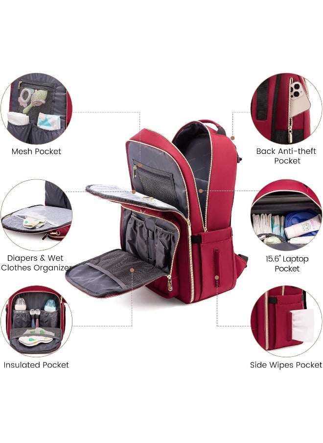 Lovevook LOVEVOOK Diaper Bag Backpack, Quilted Baby Bag with Changing Pad & Pacifier Holder, Waterproof Travel Diaper Bags with USB Charging Port for Baby Boys Girls, Stylish and Large Capacity  - Image 2