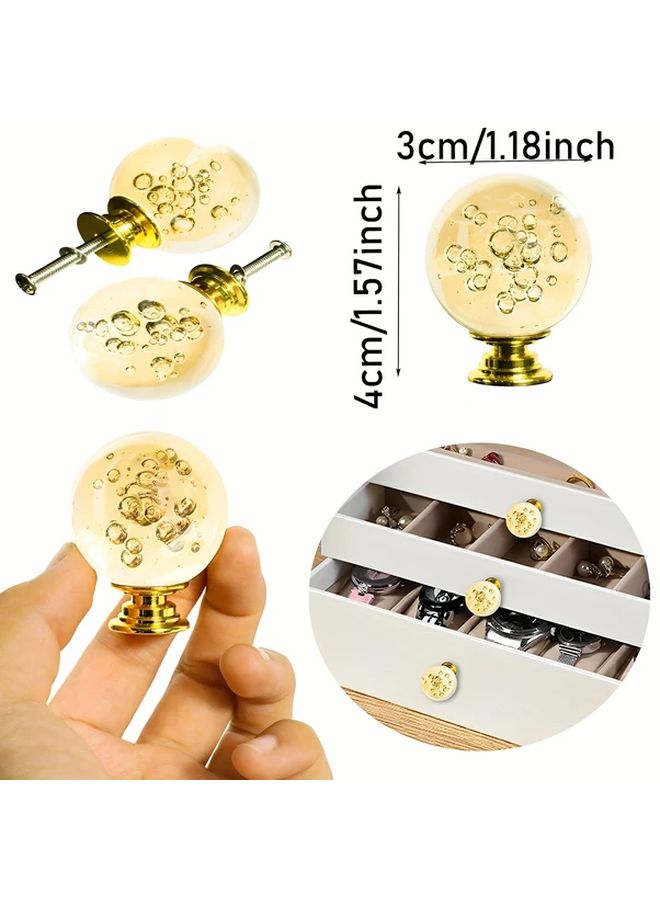 10pcs Polished Metal Crystal Cabinet Knobs Round Bubble Glass Drawer Pulls - Image 2