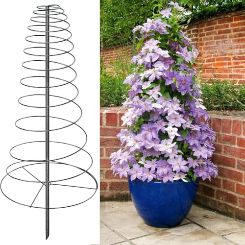 VRIEZOP Spiral Frame Trellis for Climbing Plants Outdoor Indoor - 44" Adjustable Heavy Duty Metal Garden Plant Support with Anti-Wobble Screws,for Pole Beans,Tomato, Sweet Pea,Clematis,Potted Plants,Vine - Image 1