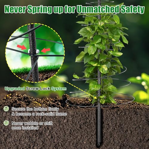 VRIEZOP Spiral Frame Trellis for Climbing Plants Outdoor Indoor - 44" Adjustable Heavy Duty Metal Garden Plant Support with Anti-Wobble Screws,for Pole Beans,Tomato, Sweet Pea,Clematis,Potted Plants,Vine - Image 4
