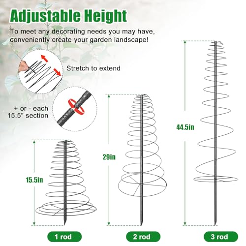 VRIEZOP Spiral Frame Trellis for Climbing Plants Outdoor Indoor - 44" Adjustable Heavy Duty Metal Garden Plant Support with Anti-Wobble Screws,for Pole Beans,Tomato, Sweet Pea,Clematis,Potted Plants,Vine - Image 5