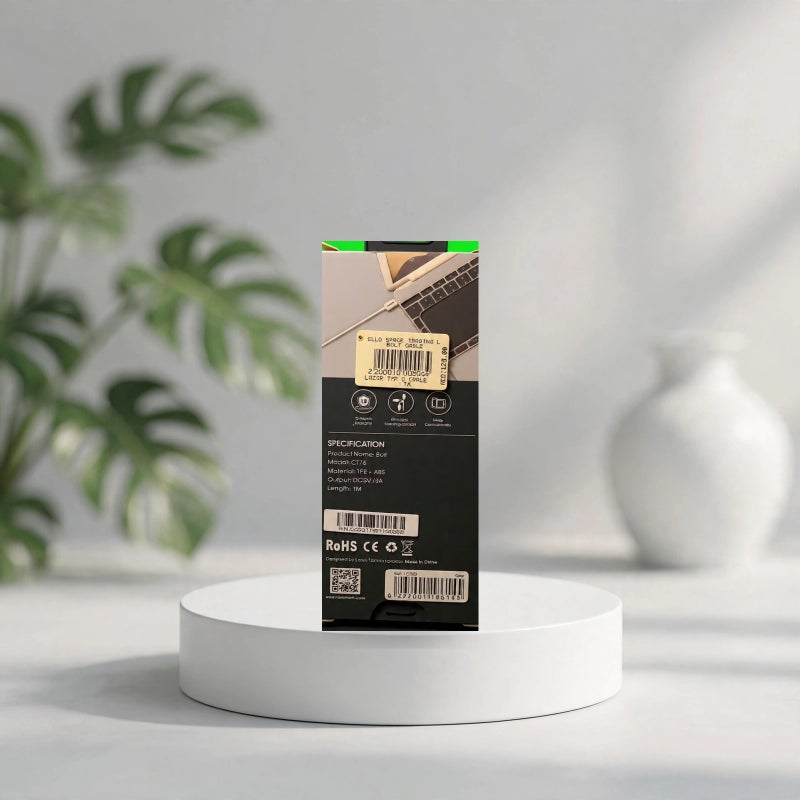لازور كابل LAZOR Bolt CT76 من Type-C إلى Type-C، شحن سريع 3A، مادة TPE ناعمة، 1 متر، رمادي - Image 2