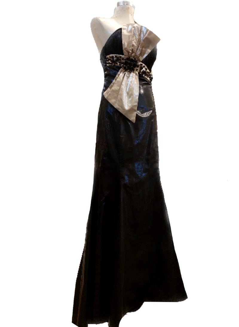 Women Mermaid Big Bow Soiree occassions Party Dress with stones  - Image 1