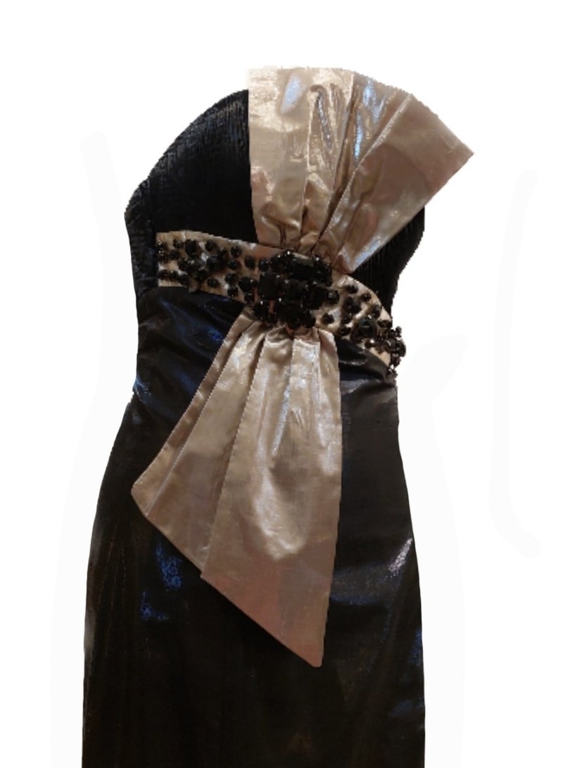 Women Mermaid Big Bow Soiree occassions Party Dress with stones  - Image 2