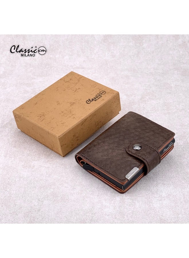 كلاسيك ميلانو محفظة كلاسيك ميلانو بحماية RFID للرجال والنساء - حامل بطاقات أوتوماتيكي بتصميم بوب أب - محفظة بطاقات آمنة ومدمجة للرجال - محفظة أنيقة للرجال والنساء  - Image 1