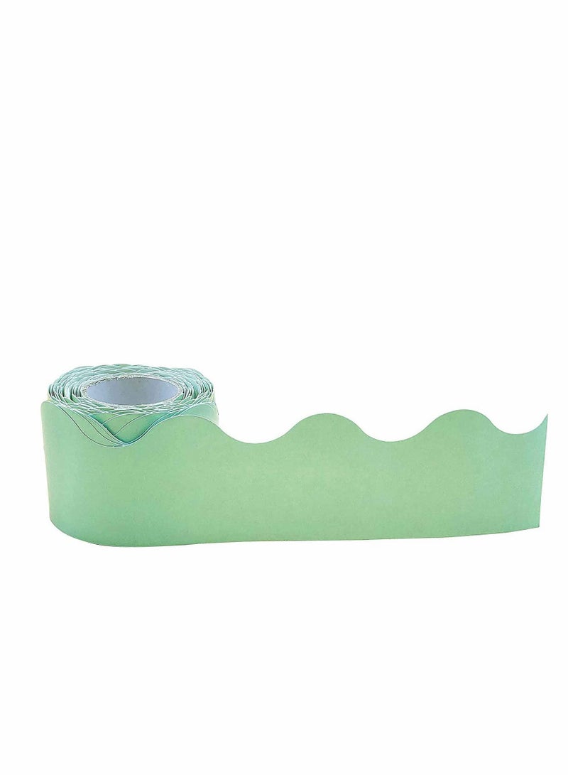 Y&D Mint Green Scalloped Rolled Border Trim,Create fresh looks for bulletin boards, windows, walls, and class projects, 50 Feet  - Image 1
