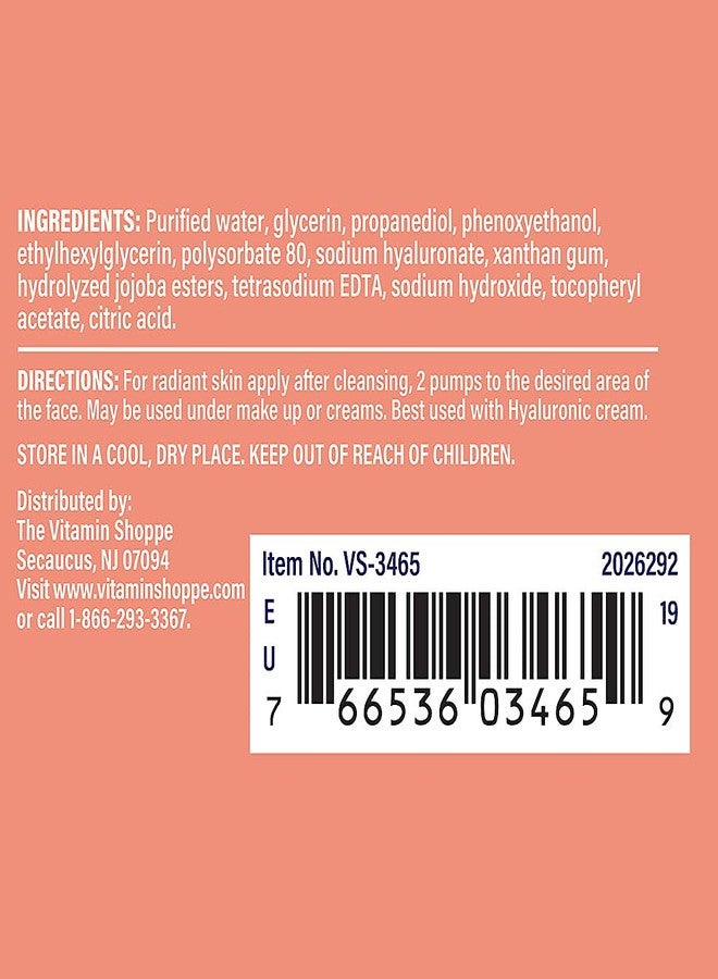 The Vitamin Shoppe Hyaluronic Booster Serum, Moisturizing, Rejuvenating and Restoring Facial Serum, Beauty Supplement, Best Used with Hyaluronic Crème (1 Ounces Serum) - Image 3