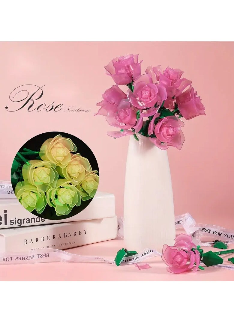 Toko Rose Building Block DIY | 1 Pc | Glows in the Dark | Valentine’s Day & Special Occasion Gift  - Image 3