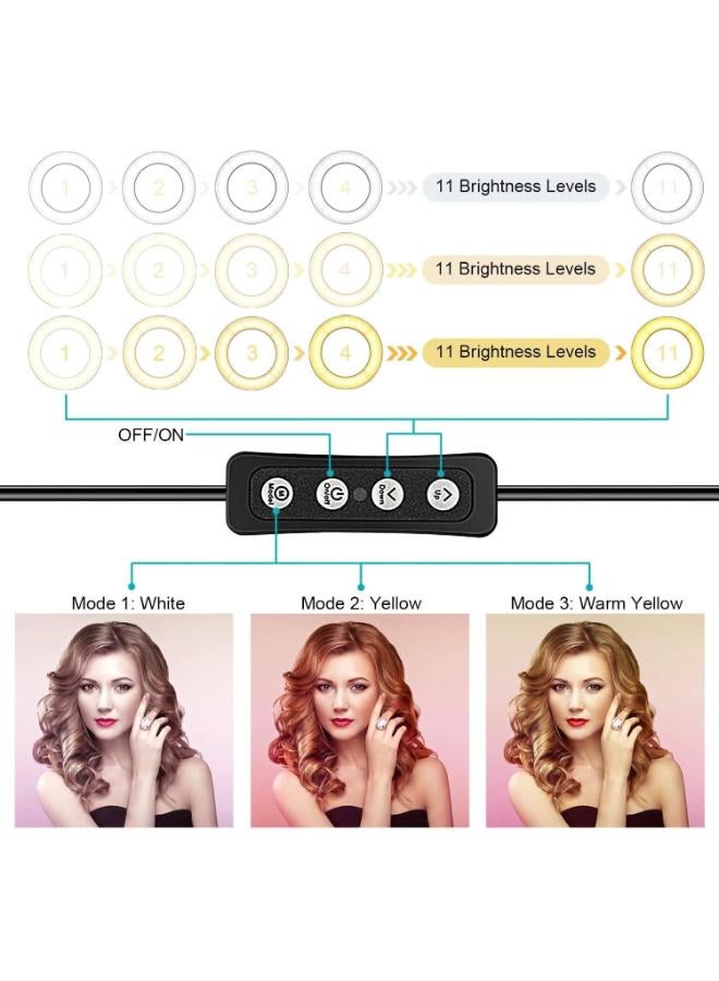 حلقة إضاءة وحامل ثلاثي القوائم مع حامل للكاميرا والموبايل - Image 2