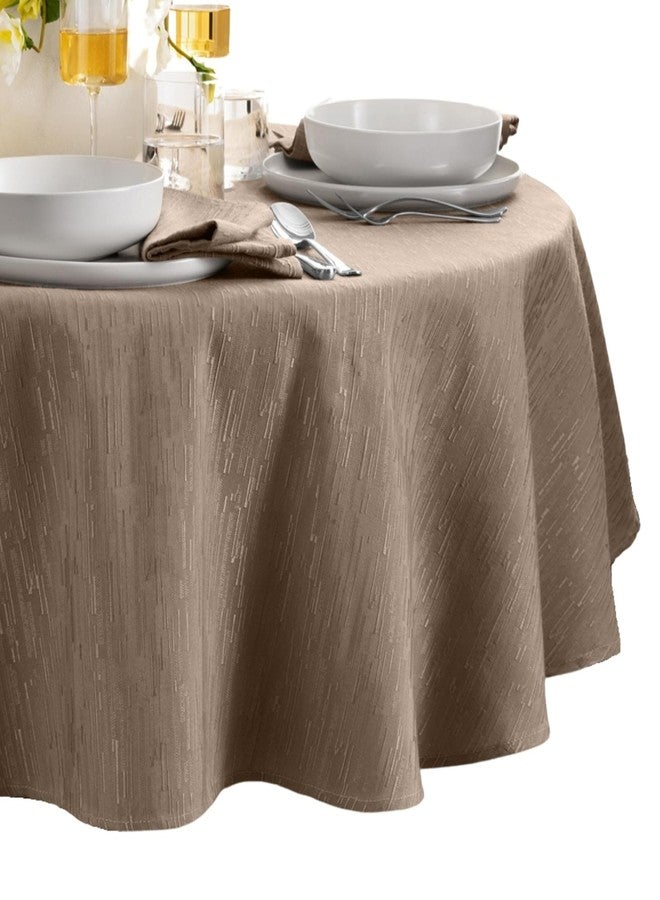 Elrene Home Fashions Continental Solid Texture Water, Stain & Wrinkle Resistant Tablecloth, 70" Round, Taupe - Image 1