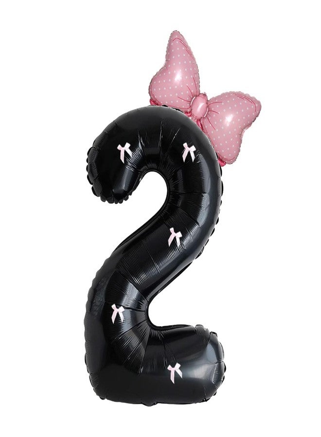 PLAP Birthday Number Balloon Bow Black Party Supplies 32 "Birthday Number Decoration (Black pink number 2) - Image 1