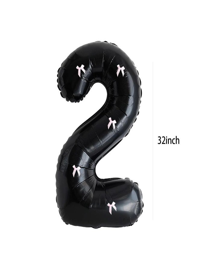 PLAP Birthday Number Balloon Bow Black Party Supplies 32 "Birthday Number Decoration (Black pink number 2) - Image 2