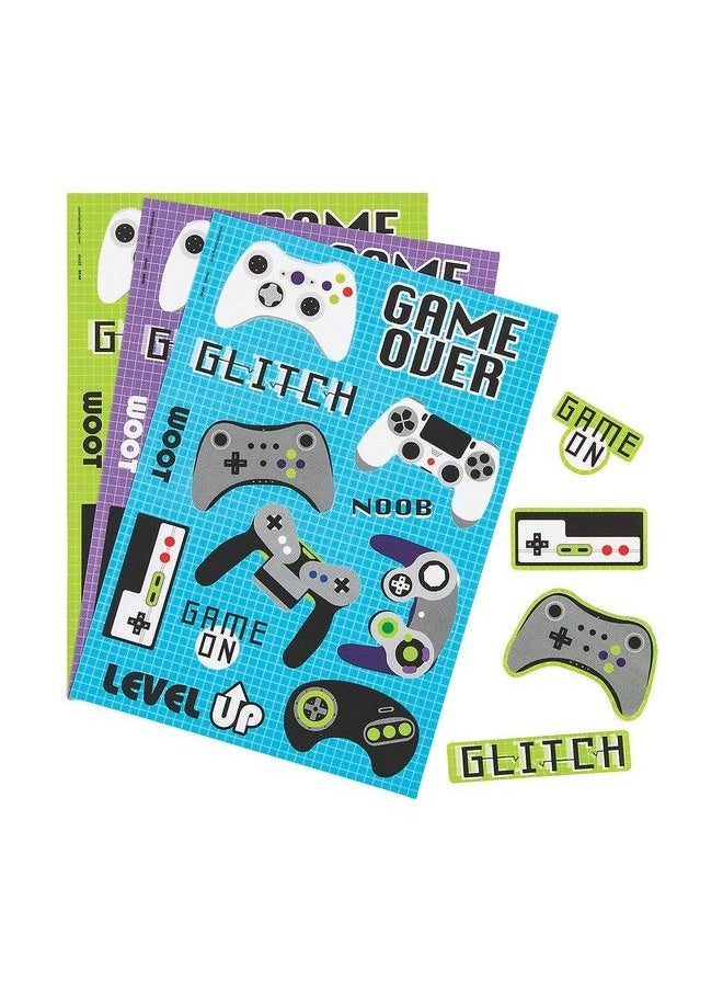 Fun Express Gamer Sticker Sheets Stationery 24 Pieces  - Image 1