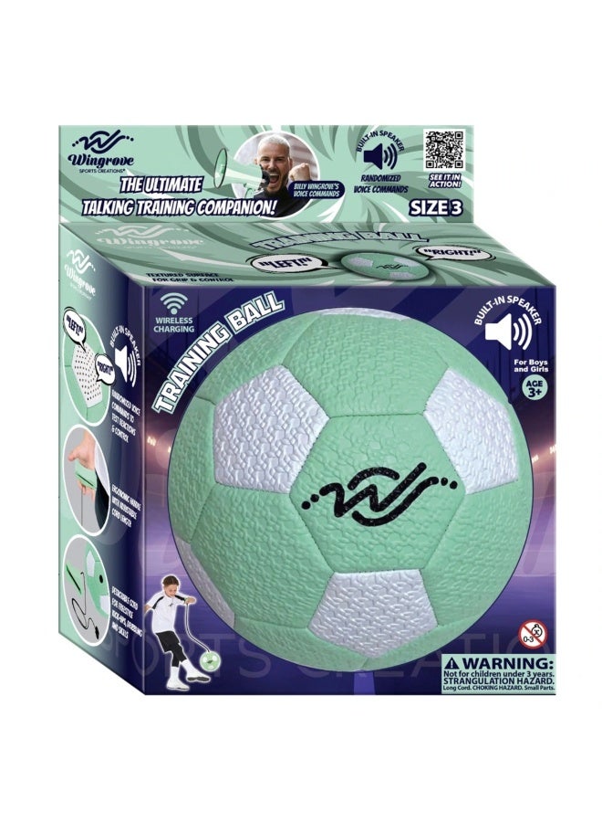 Wingrove Sports Creations Size 3 Training Ball Football – Interactive Voice Command Trainer with Adjustable Cord, Wireless Charging, and USB Cable – Designed with Billy Wingrove - Image 1