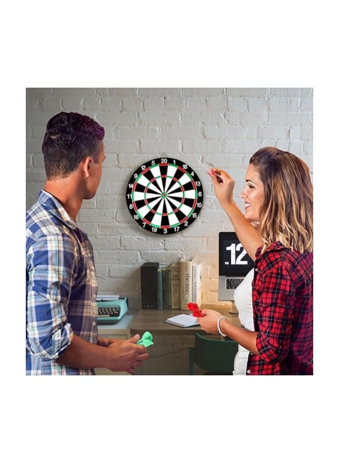 مجموعة لوحة رمي سهام مزدوجة الاوجه، لوحة نشان عملية للاستخدام مع 6 سهام بسنون معدنية، لعبة مثالية للاماكن الداخلية والخارجية للبالغين والمراهقين والمكتب للعائلة وممارسة الرياضة والترفيه