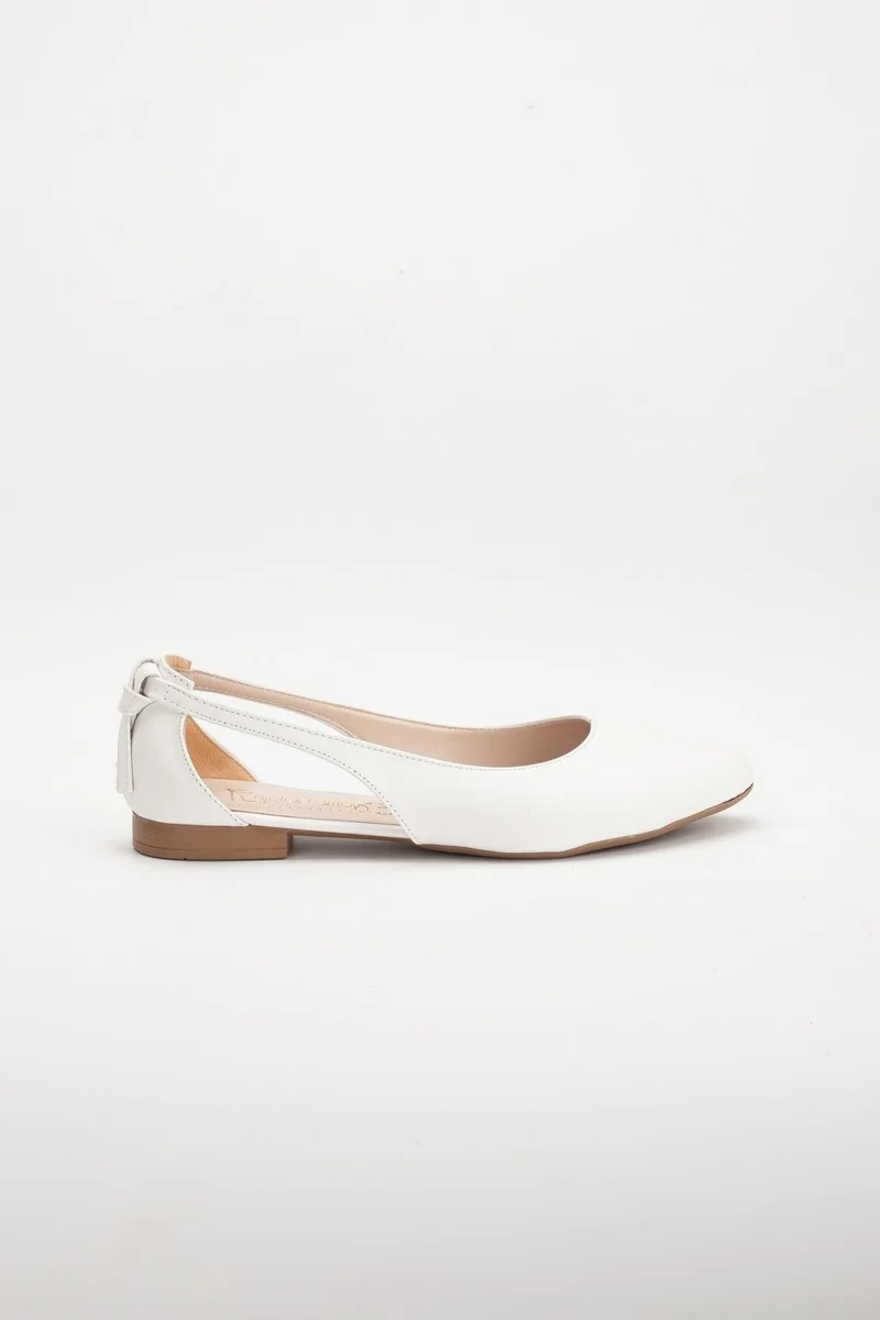 Dilimler Ayakkabı Side Open White Women's Ballerinas