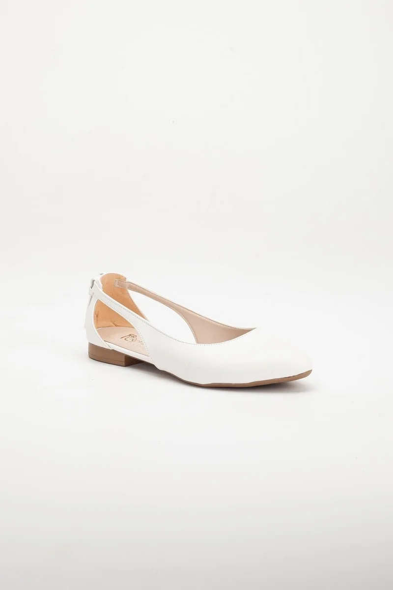Dilimler Ayakkabı Side Open White Women's Ballerinas