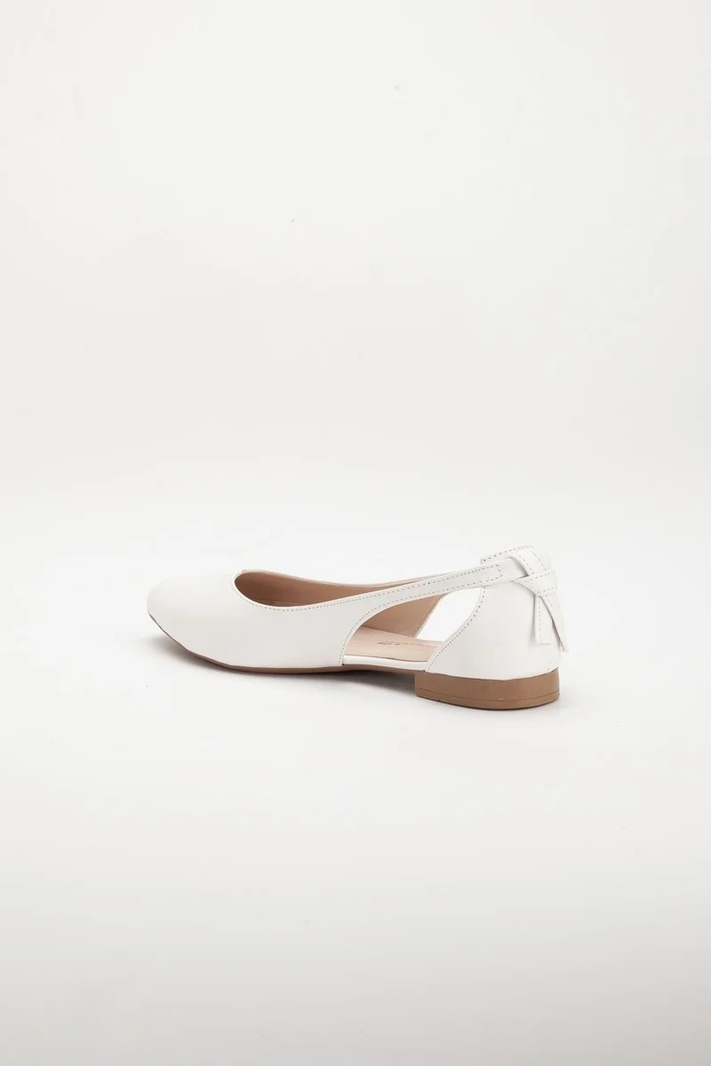 Dilimler Ayakkabı Side Open White Women's Ballerinas