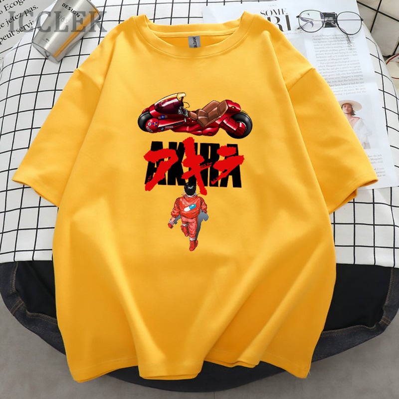Men's and Women's 2021 New Short-sleeved Crewneck T-shirt European and American Street Akira Akeira Anime Casual Loose Version - Image 1
