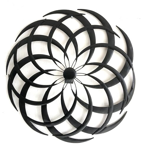 Bellaa 27239 Metal Wall Art Abstract Modern Contemporary Hanging Retro Distressed Hammerd Sculptures Farmhouse Country Cottage Lodge Boho Home Decor 3D Sun 23 inch - Image 1