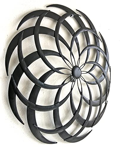 Bellaa 27239 Metal Wall Art Abstract Modern Contemporary Hanging Retro Distressed Hammerd Sculptures Farmhouse Country Cottage Lodge Boho Home Decor 3D Sun 23 inch - Image 2