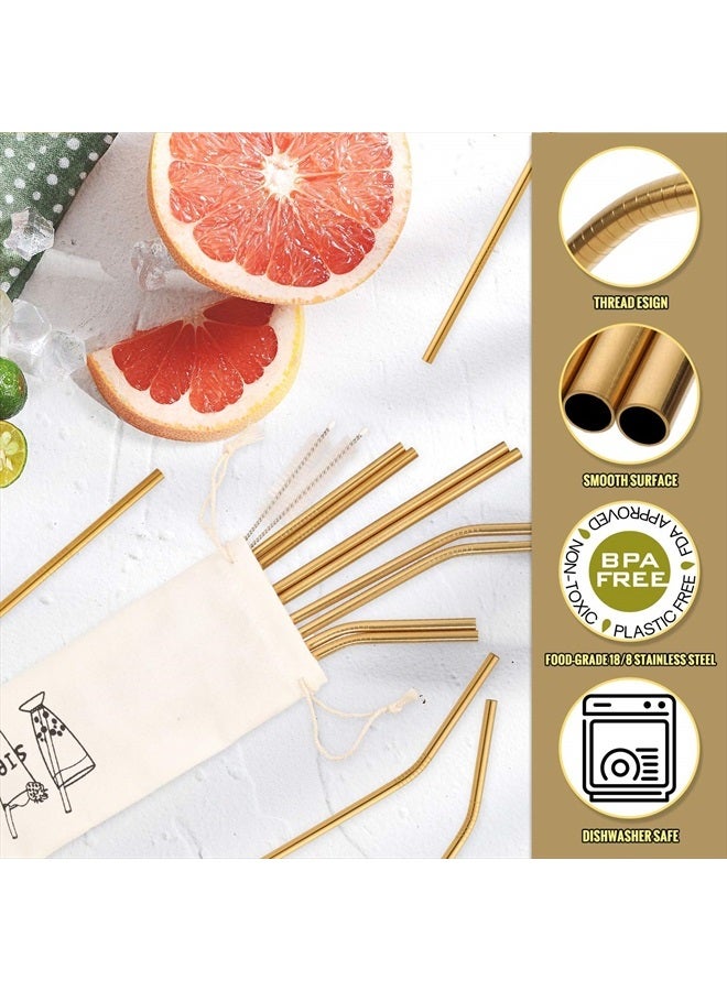 Hiware 12-Pack Gold Stainless Steel Straws Reusable with Case - Metal Drinking Straws for 30oz & 20oz Tumblers Yeti Dishwasher Safe, 2 Brushes Included - Image 3