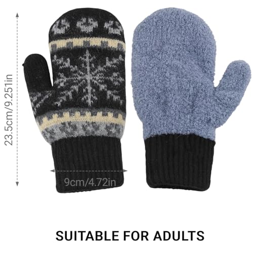 CaySep Winter Gloves Warm Knitted Mittens for Women Men Stretchy Knit Gloves Soft Elastic Mittens for Cold Weather - Image 2