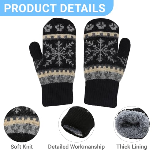 CaySep Winter Gloves Warm Knitted Mittens for Women Men Stretchy Knit Gloves Soft Elastic Mittens for Cold Weather - Image 3