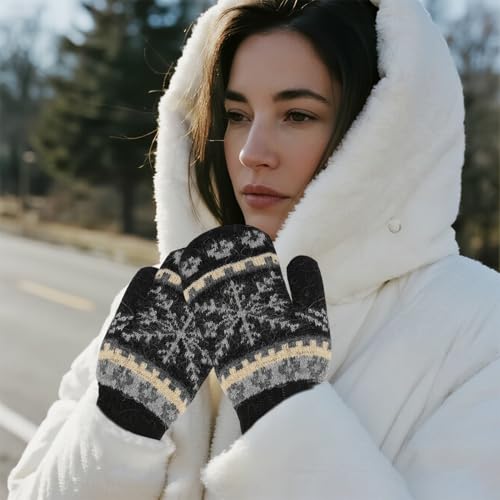 CaySep Winter Gloves Warm Knitted Mittens for Women Men Stretchy Knit Gloves Soft Elastic Mittens for Cold Weather - Image 4