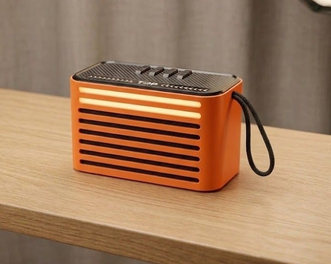 TOP T303 Portable Bluetooth Speaker 5W Wireless Speaker with RGB Lights, Strong Bass, TF Card & AUX Support, 1200mAh Rechargeable Battery - Orange - Image 3