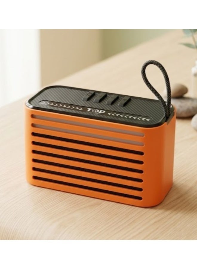 TOP T303 Portable Bluetooth Speaker 5W Wireless Speaker with RGB Lights, Strong Bass, TF Card & AUX Support, 1200mAh Rechargeable Battery - Orange - Image 1