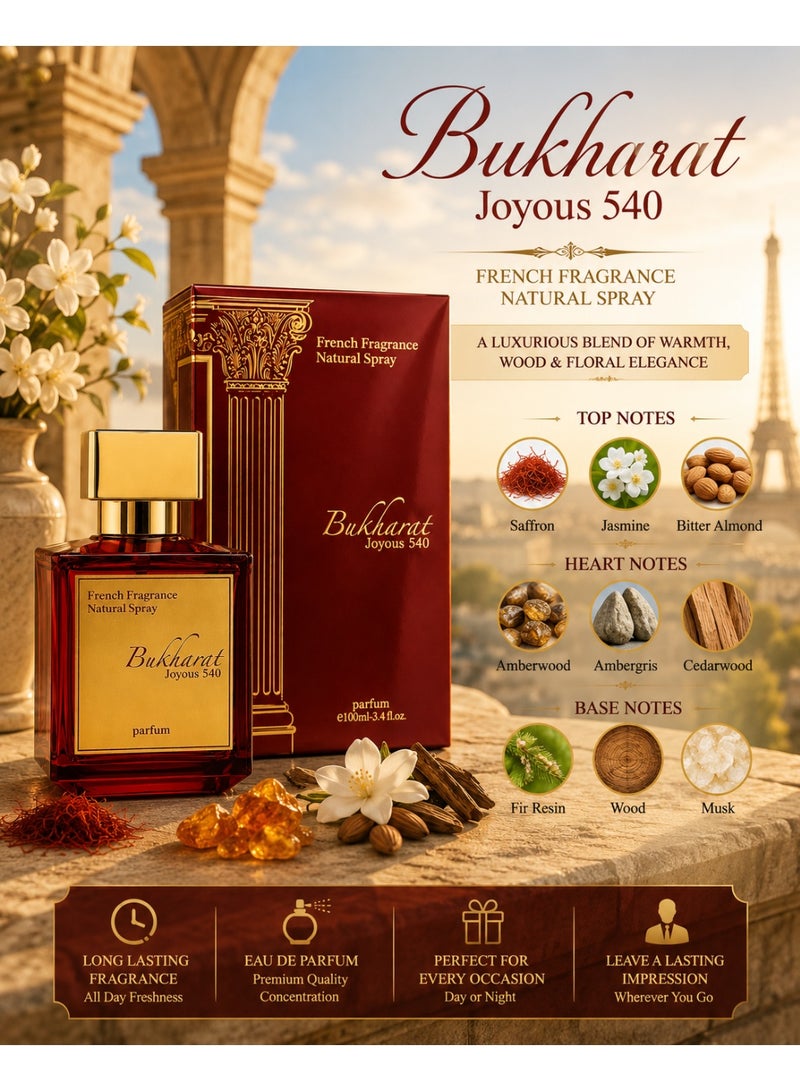 جويوس عطر جويوس فرينش بخورات روج 540 او دو بارفان للرجال والنساء، 100 مل - Image 2