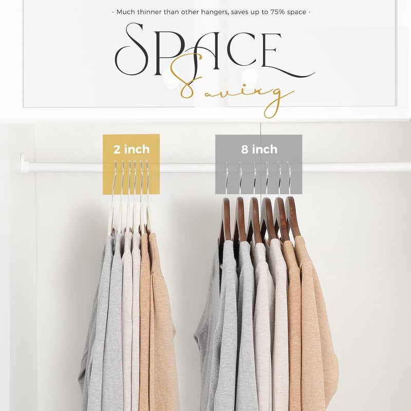 HOUSE DAY Premium Velvet 50 Pack, Non-Slip Clothes Felt Hangers Ivory, Sturdy & Durable Suit Slim Felt Hangers for Space Saving, Heavy Duty Coat with 360 Rotating Hook - Image 3