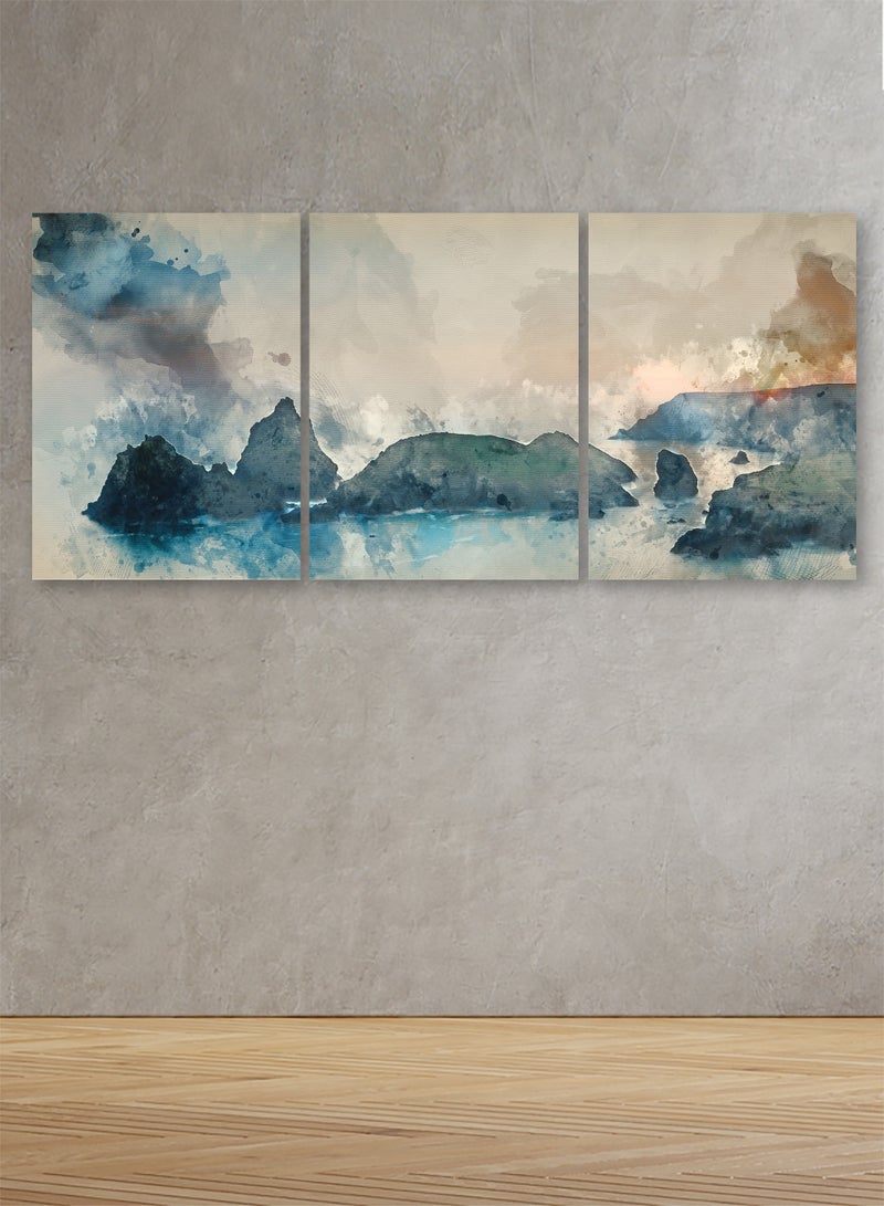 Marktna Set Of 3 Framed Canvas Wall Arts Stretched Over Wooden Frame with an Abstract Design - Image 1