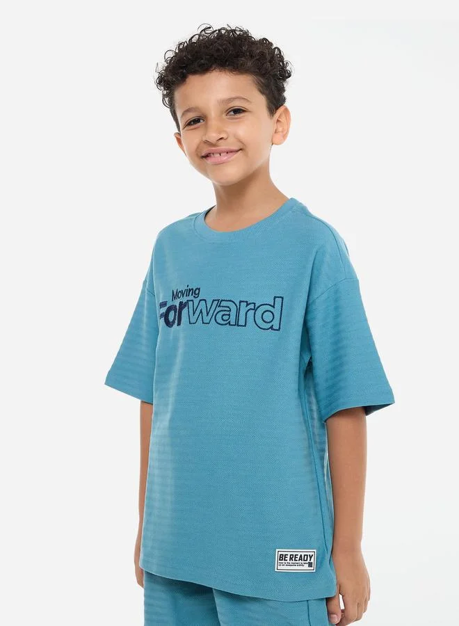 victor and jane Victor And Jane Boys Blue Embroidered T-Shirt and Shorts Set