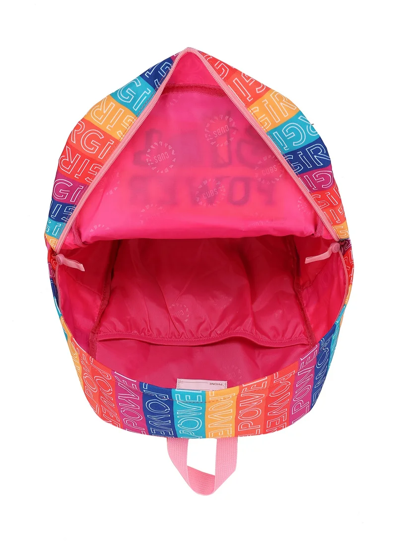 CUBS CUBS Junior Girl Power Print Waterproof Kids Backpack – 28L School Bag for Girls (Ages 6–12) | Fits 15" Laptop | Zip Closure | Durable, Lightweight & Stylish